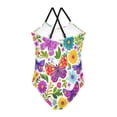 thumbnail image 2 of Girls' One-piece Swimsuit Cross Back Bathing Suit Beach Surfing Sizes 3T-10T Vibrant and Lively Butterflies, 2 of 9