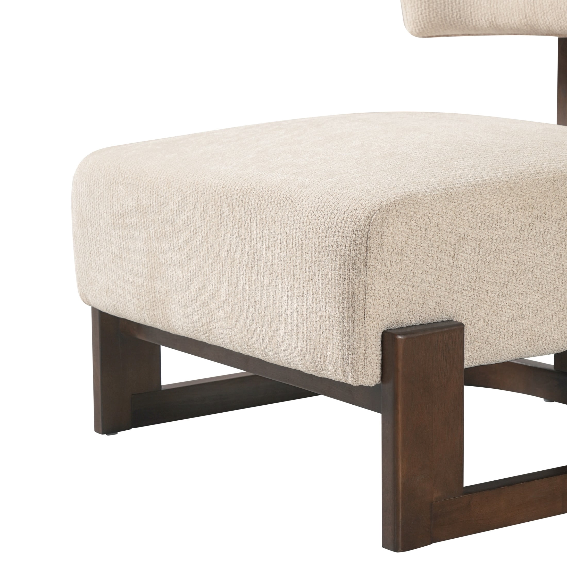 Christopher Knight Home Modern Armless Accent Lounge Chair, Curved Wood Base with Cushion, Oatmeal, Set of 2