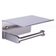 thumbnail image 1 of CHAO Soporte para papel higiénico, soporte para papel higiénico montado en la pared con estante de almacenamiento, autoadhesivo, aluminio (plateado), 1 of 5