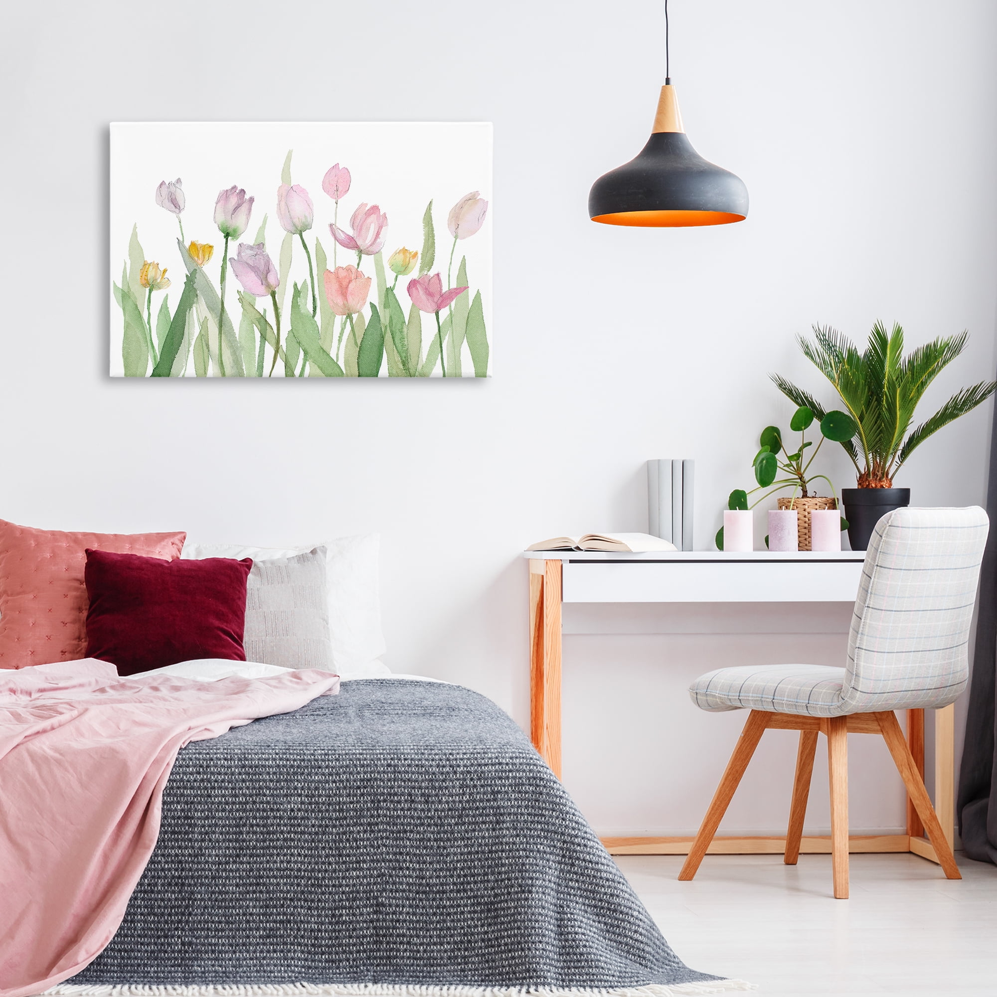 Stupell Industries Soft Pastel Tulips Plants & Flowers Painting Wrapped Canvas Art Print Wall Art, 36 x 24