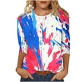thumbnail image 5 of Uootdi 4th of July Tops for Women 3/4 Sleeve Crewneck American Flag Print Patriotic Casual Loose Fit Graphic Tees Gift, 5 of 6