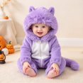 thumbnail image 2 of CUZIBR Baby Boy Halloween Costumes Girl Fuzzy Onesie Animal Romper Jumpsuit Hooded Zip Up Long Sleeve Cozy Trick or Treat Clothes,Purple,0-3 Months, 2 of 8
