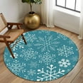 thumbnail image 2 of Round Rugs 7 Ft, Teal Snowflake Christmas Non Slip Area Rugs for Kitchen Bedroom Entryway, Xmas Winter Abstract Art Washable Carpet Runner Rug Floor Mats for Bedroom Home Decor, 2 of 9