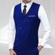 thumbnail image 1 of Camiseta sin mangas con cuello en V para hombre, moda de temperamento, sin mangas, solapa, color sólido, bolsillo, traje para hombre, camiseta de poliéster., 1 of 3