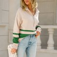 thumbnail image 6 of Long Sleeve Sweatshirts for Women Striped Half Zip up Tops Loose Fall Pullover Shirts Green L, 6 of 8