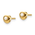 thumbnail image 2 of Solid 14k Yellow Gold White Button Freshwater Cultured Pearl Heart Post Studs Earrings - 4mm x 4mm, 2 of 4
