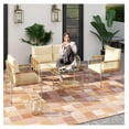 thumbnail image 2 of 4 Pieces Patio Furniture Set, Wicker Outdoor Conversation Set, All-Weather Rattan Bistro Set with Loveseat Set, Glass Side Table and Cushions for Backyard, Balcony, Deck - Beige, 2 of 7