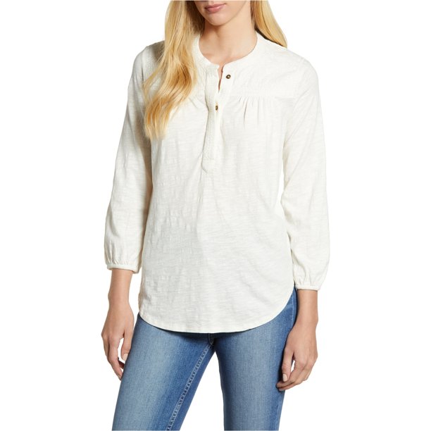 Lucky Brand blusa campesina bordada para mujer, blanco, extragrande Lucky Brand Campesino