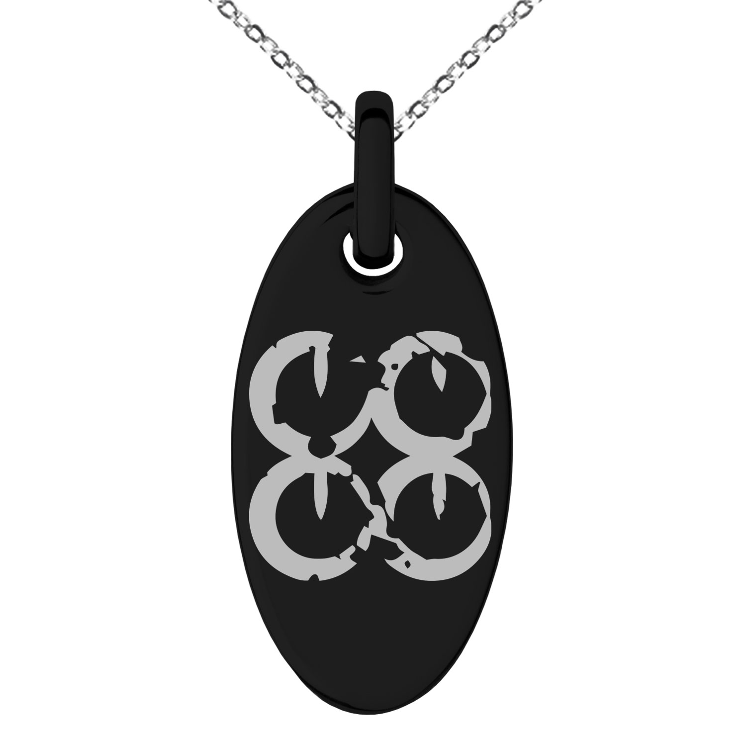 Stainless Steel Ancient Tribal Commitment Rune Engraved Small Oval ...