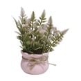 thumbnail image 2 of Mini Potted Plant Artificial Fern Plant Artificial Fern Plant Mini Potted Simulated Greenery Faux Fiddle Leaf Fig Style in Pink Pot Home Office Desk Shelf Decor Photography Prop Staging Background, 2 of 7