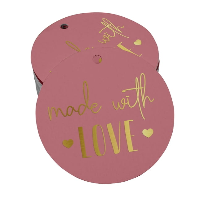 Inkdotpot Gold Foil Paper Hang Tag Made With Love Text Favor Tag 50 Piece