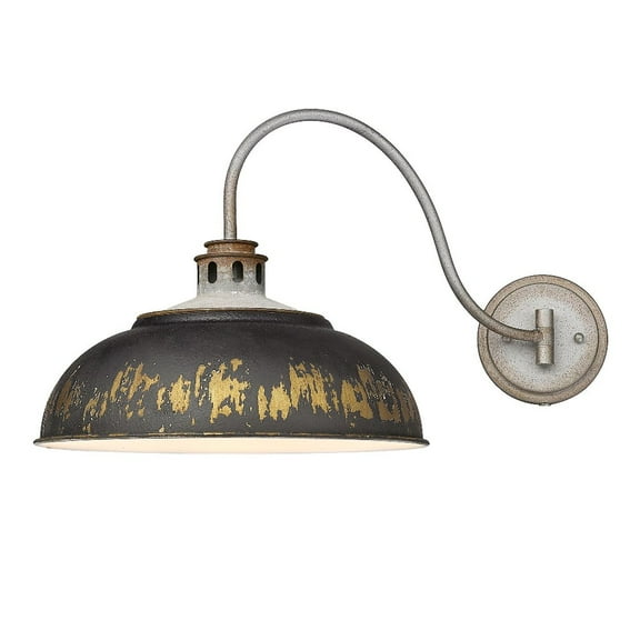 Golden Lighting Kinsley 1-light Swing Arm Wall Lamp in Antique Black Iron shade