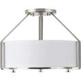 thumbnail image 3 of Progress Lighting, Ratio Collection, 3-Light Semi-Flush, Brushed Nickel, White Linen Drum Shade, 3 of 6