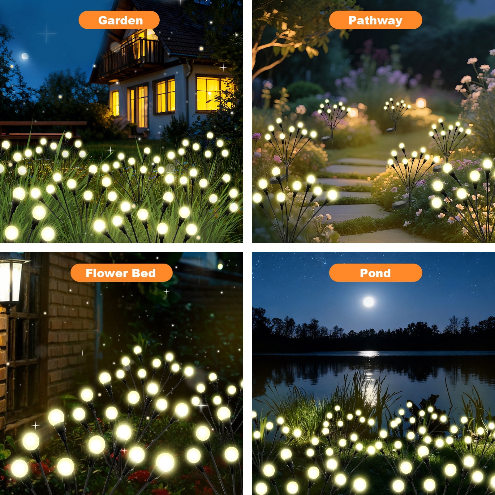 TopZoo Solar Garden Lights Outdoor Decorative, 12 Pack Swaying Firefly Lights, Garden Stake Lights for Pathway, Outside Yard, Patio, Party, Planter, Christmas Decoration, 96 LED Waterproof Warm White
