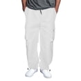 thumbnail image 3 of JTieacloth Mens Street Casual Sports Multi Pocket Foot Hat Rope Waist Tie Solid Color Woven Cargo Pants Cargo Pants for Men White, 3 of 7