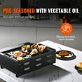 thumbnail image 4 of VEVOR 9.7"x16.7" Reversible Grill/Griddle ，Non-stick Seasoned Double Play Grill Pan Cast Iron BBQ Flat Stove Top Griddle w/Hollow Handles, Black, 4 of 9