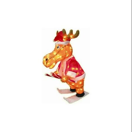 36" Peppermint Twist Pre-Lit 3-Dimensional Skating Moose Christmas Yard Decor