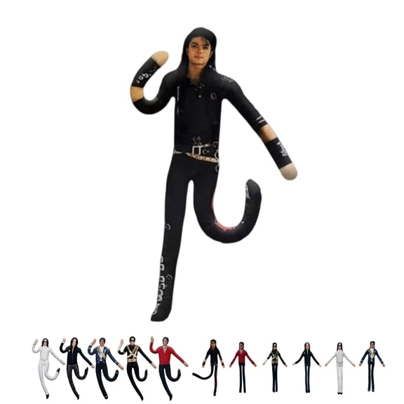 Michael Plush Figure, Flexible Internal Wire Frame Poseable Stuffed Doll, Cute Pillow-Style Plush Toy, Iconic Stage Look Collectible Gift for M-J Singer Dancer Fans
