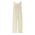 thumbnail image 5 of ABATAB Women's Casual Overalls One Piece Sleeveless Jumpsuits Cotton Linen Wide Leg Button Baggy Long Pant Rompers with Pockets, 5 of 5