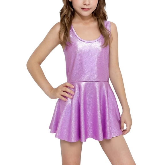 MEZZALL Dresses Sleeveless Tank Jumpsuit Dress Girls Sun Party Casual Playwear Outfit Toddler Little Kid Summer Fashion Versatile Child Crew Neck Solid Color Sundress