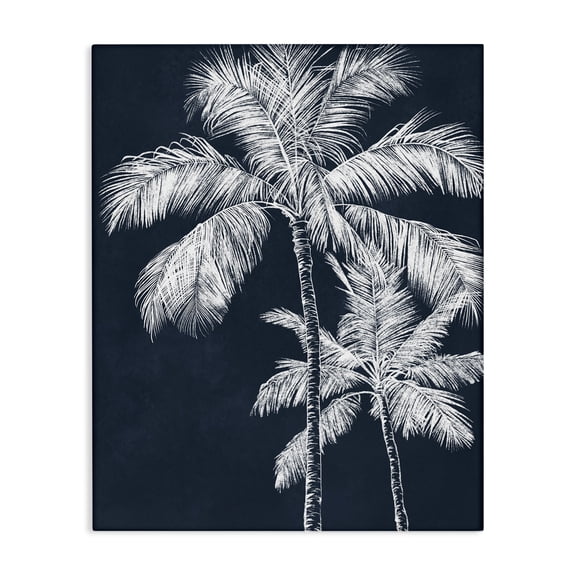 Stupell Industries Blue Palms Tree Pair Floral Painting Wrapped Canvas Canvas Art Print Wall Art, 16 x 20