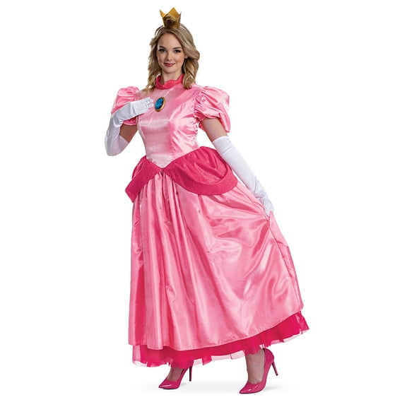 Nintendo Super Mario Bros. Princess Peach Halloween Costume for Adults, Womens Size S (4/6), by Disguise