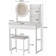 thumbnail image 3 of Makeup Vanity Desk with Mirror and Lights,Small Dressing Table with 2 Drawers & Open Shelves and Cushioned Stool,3 Lighting Modes for Bedroom,Small Space,White, 3 of 6