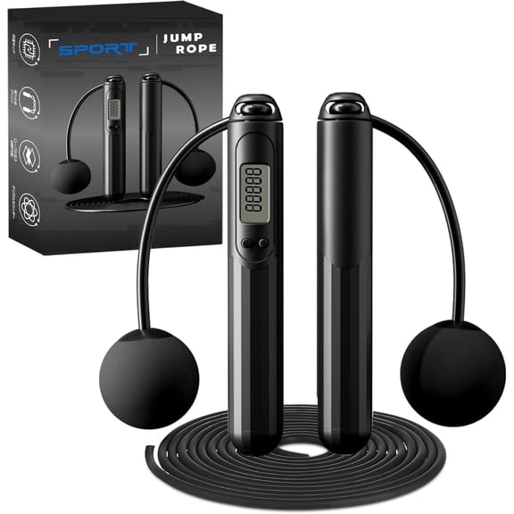 BOGYKIK Smart Jump Rope with Counter, 2-in-1 Weighted Skipping Rope (Corded/Cordless), LCD Display & Adjustable Length for Adults Cardio, HIIT & Home Gym Workout