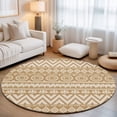thumbnail image 3 of Round Area Rug 3ft Beige Boho Diamonds Floor Carpets Indoor Floor Area Mat Stain-Proof Mat Circle Rugs for Living Room Dining Room Kitchen Bedroom, Bohemian Tribal Zigzags Circles Sofa Throw Carpet, 3 of 9