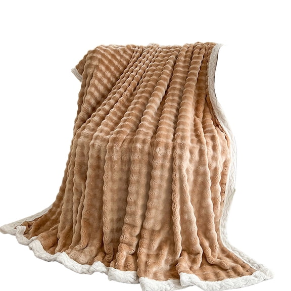 Throw Blanket for Couch Decorative Striped Soft Warm 39.37x27.55In Fleece Throw Blanket for Couch Fluffys Cream Solid Color