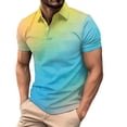 thumbnail image 2 of Hfolob Mens Polo Shirts Male Large Size Base Shirt Print Casual Collarless Shirt Button Short Sleeve Shirt Mens Blouses, 2 of 5