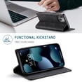 thumbnail image 2 of for iPhone 13 Wallet Case PU Leather Flip Book Style Folio Strong Magnetic Closure RFID Blocking Protective Cover Credit Card Holder Kickstand Function Men for iPhone 13 - 6.1", Black, 2 of 10