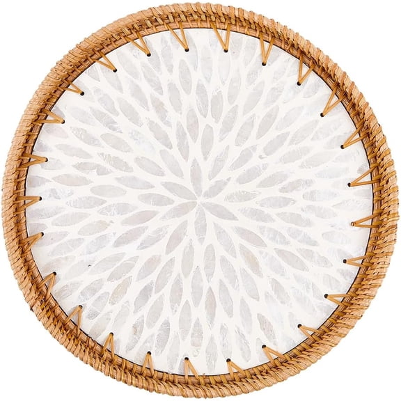Round Rattan Tray Woven Serving Tray Wicker Platter