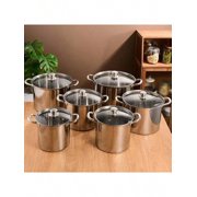 12-Piece Stainless Steel Induction Cookware Set – Fast-Heating Pots with Heatproof Handles, Dishwasher Safe, for Home & Restaurant Use