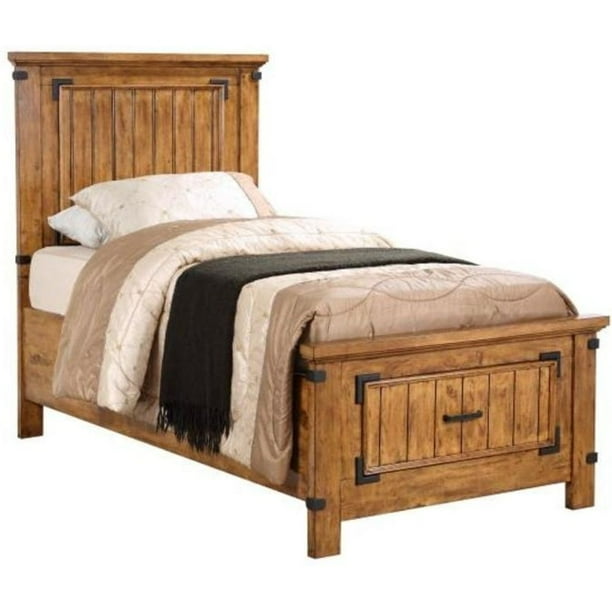 Twin Bed, Panel Bed, Rustic Honey