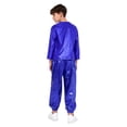 thumbnail image 4 of Zaldita Kids Boys Girls Shiny Metallic Jazz Hip Hop Dance Outfits Long Sleeve T-Shirts and Pants Performance Dancewear Royal Blue 13-14, 4 of 7