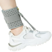 Tenbon Ankle Support Drop Foot Brace Orthosis - Comfort Cushioned Adjustable Wrap Compression For Improved Walking Gait, Prevents Cramps Ankle Sprains (Gray)