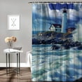 thumbnail image 2 of Orinice  Blue Ocean Shower Curtain Lighthouse Nautical Coastal Scenic Nature Rock Theme White Bathroom Decor Set Machine Washable Waterproof Fabric 60x72, 2 of 7