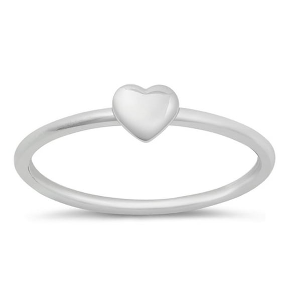 Simple Heart Affection Love Ring .925 Sterling Silver Band Jewelry Female Male Unisex Size 4