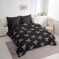 thumbnail image 3 of Feelyou Bow Butterfly Bedding Comforter Set 7pcs, Black Pink Bowknot Queen Bedding Sets, 3 of 8