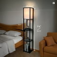 thumbnail image 6 of FENLO Fina - Floor Lamp with Shelves, Modern Shelf Floor Lamps for Living Room, Narrow Standing Corner Lamp for Bedroom Decor, Living Room Furniture with Strong Tempered Glass Shelves (Black), 6 of 6