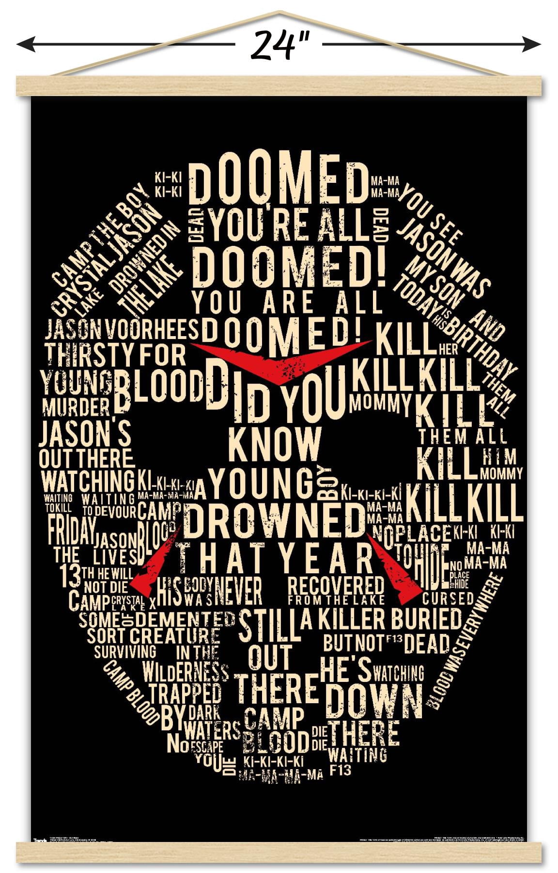 Friday The 13th - Text Mask Wall Poster with Magnetic Frame, 22.375" x 34"