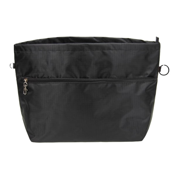 Qarigey Práctico bolso de mano con cierre de cremallera y llavero, bolsa con forro expandible, organizador de bolsas, negro y corto, Type3 NO3