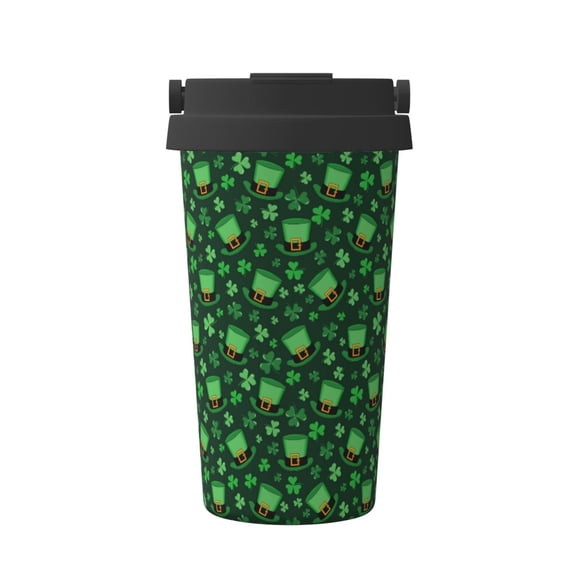Logiee St. Patrick's day Print Stainless Steel Coffee Tumbler, Travel Coffee Mug, Insulated Coffee Mug with Lid, Spill Proof Coffee Cup, Portable Thermal Mug