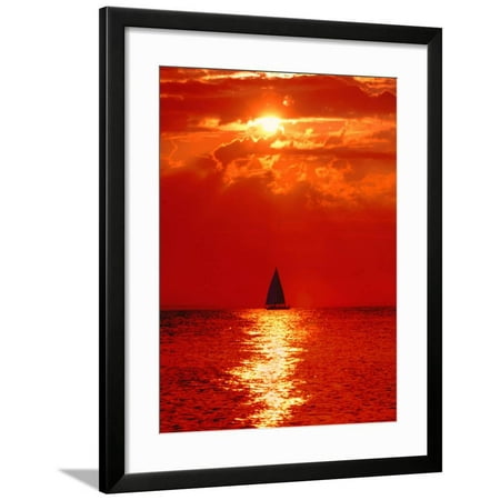 Huron Outdoor Shop Sailboat at Dawn, Lake Huron, Mackinaw, Michigan, USA Framed Print Wall Art By David W. Kelley ()