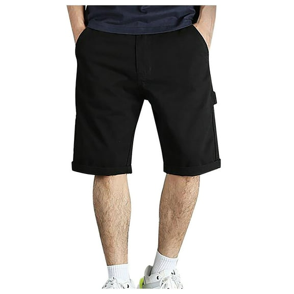 XDZJLR Men Shorts High Street Harbor Wind Trend Large Size Loose Outside To Wear Five Point Knee Length Short Black L