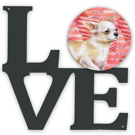 Chihuahua Leg up Love Metal Wall Artwork LOVE