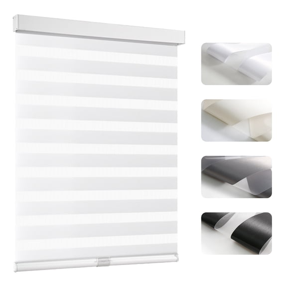 AOSKY Cordless Zebra Blinds for Windows, Light Filtering, 20"W x 72"H, Easy Install Day and Night Pull Down Roller Shades for Home, White