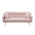 thumbnail image 5 of FFZ 69 Inch Sofa Bed with Adjustable Teddy Sofa and Wide Armrests, Pink, 5 of 8