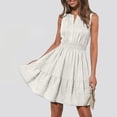 thumbnail image 5 of Karight Womens Sleeveless V Neck Mini Dress Smocked Waist Ruffle Hem Casual Summer Dress with Textured Fabric, 5 of 9